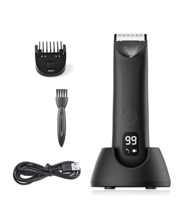 carrub Trimmer for Men Replaceable Ceramic Blade Heads Waterproof Wet/Dry Groin & Body Shaver Groomer Easy Install Easy to Use B Black