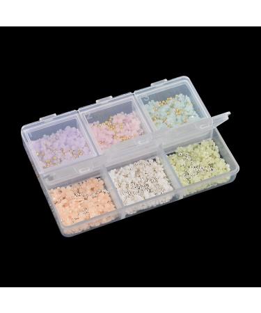 BAIYIYI 3D Flower Nail Charms & Caviar Beads Set - DIY Nail Decoration Kit with Pickup Pencil, 6 Colors - Acrylic Resin Flowers & Metal Ball Beads for Nail Art - Buy Online on SooperMarket.com