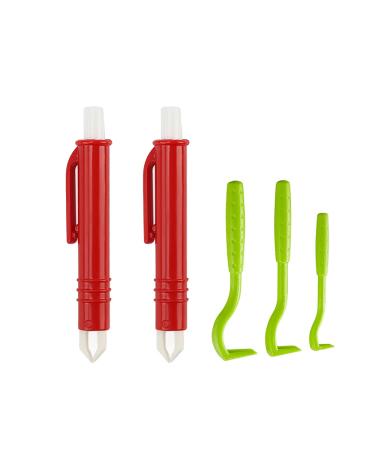 Nepfaivy Ticking pliers for dogs cat children - 3 set tick hooks and 2 set tick tweezers simple and safe tick remover for pets and people red+green