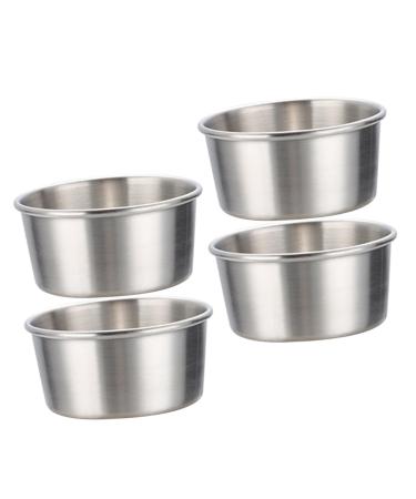 ABOOFAN 4pcs Sauce Plate Dip Cups Multi-Function Sauce Container Condiments Dishes Seasoning Dish Cup French Fries Ketchup Cups Practical Dipping Bowls Stainless Steel Mold Mini 5.8X4.5X3.3CM Silver