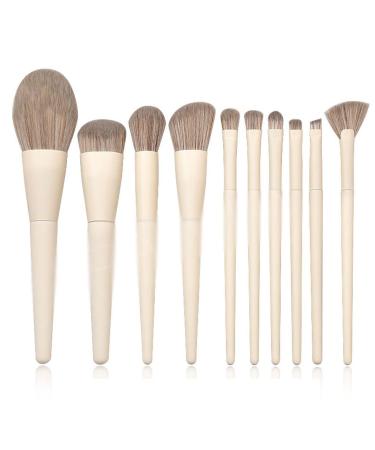 DFHBFG 10 Wooden Handle Makeup Brush Set Large Powder Base Eye Shadow Blush High Gloss Makeup Brush 1 D
