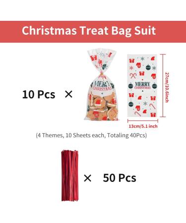 Christmas Cellophane Bags Christmas Candy Bags with Twist Ties Xmas Party Gift Bags Christmas Candy Cookie Bags Goodies Treat Bags for Christmas Party Supply Party Favor 50pcs - Buy Online on SooperMarket.com