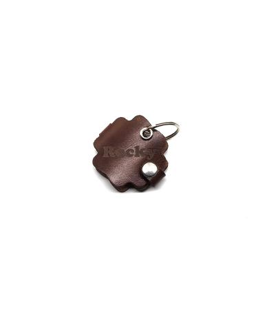 Copter farm dog brand bag for dogs on the collar |With engraving push button |Art leather real leather |Dog brand |Individually engraved on both sides (real leather brown flower) real leather brown flower