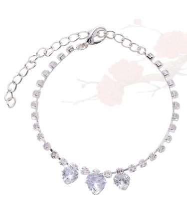 RayMinsino Pet Single Drainage Drill Cat Dog Collar Jewelry Pet Collar Adjustable Girl Boy Heart Jewelry Pendant Jewelry Small Silver