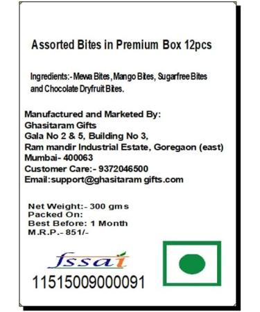Ghasitaram Gifts Jaiccha Rakhi for Brother Assorted Bites in Premium Box 12pcs with 2 Rudraksh rakhis - Buy Online on SooperMarket.com