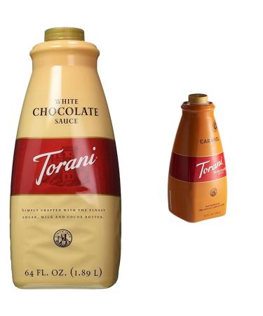 Torani Puremade White Chocolate Sauce 64 Ounce 1.81 kg (Pack of 1) & Puremade Caramel Sauce 64 Ounce Sauce+ Caramel Sauce