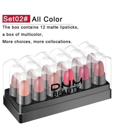 12Pcs Capsule Pills Lipstick Mini Matte Lipstick Set | Dark Brown Red Nude Lipstick Samples - Matte Makeup Kit for Women & Teens - Buy Online on SooperMarket.com