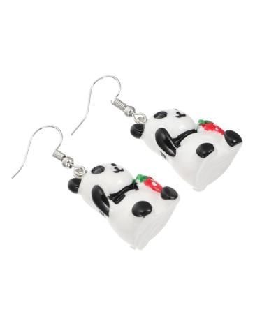 Hemoton 3 Pairs Simulation Panda Earrings fruit earrings statement earrings for women charming ear jewelries Assorted Color C 4.5x1.7cm
