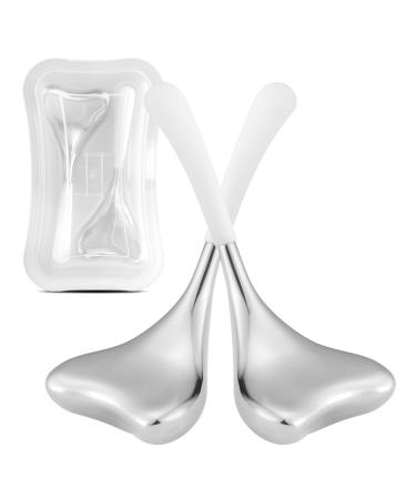 Cryo Sticks for Face - Gua Sha and Massage 2-in-1 Ice Globes-Facial Skin Care Tools for Women Cold Globes for Facials Cooling Face Globes Silver