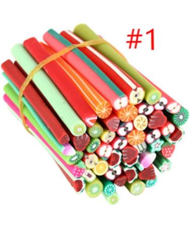 Soft ceramic stripPack Of 50 Cute Nail Art Canes Sticks Manicure Canes 3D Fruit Pattern Slices Perfect For Diy Crafts Cellphone Decoration Nail Art Decoration(Fruit) - Buy Online on SooperMarket.com