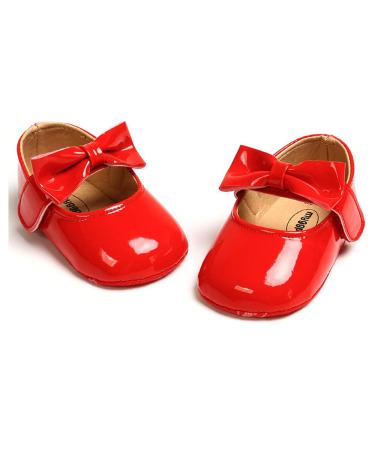RVROVIC Baby Girl Moccasins Infant Princess Sparkly Premium Lightweight Soft Sole Prewalker Toddler Girls Shoes 0-6 Months 2 Red
