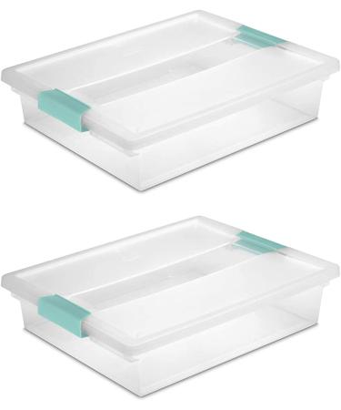 STERILITE 19638606 Large Clip Box, Clear with Blue Aquarium Latches 2 pieces (Large)