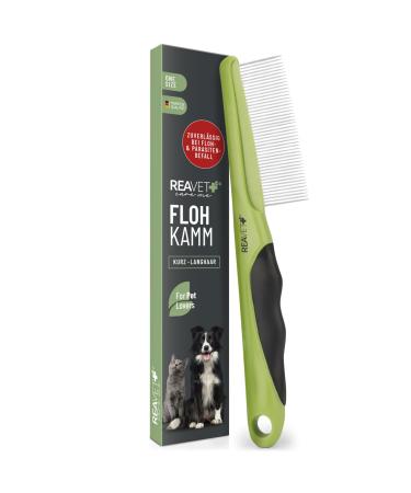 Reavet flea comb & lice comb for dogs & cats - fur comb for fleas lice parasites i for long -haired & short hair i for gentle fur care tick ridge dog cat cats