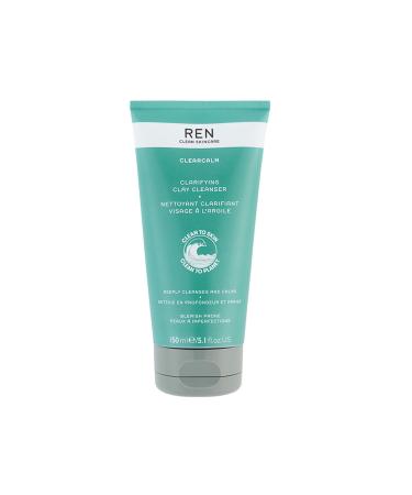 REN Clean Skincare Clearcalm Clarifying Clay Cleanser Cleanse Calm and Comfort Breakout-Prone Skin With Kaolin Clay & Willow Bark 150 ml