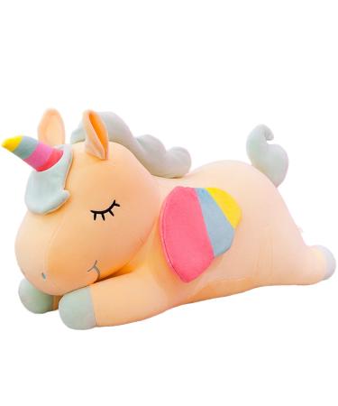Kekeso Stuffed Unicorn Animal Plush Toys Soft Cuddle Pillow Doll Cartoon Unicorn Plush Gifts for Boys Girls (Yellow 35cm/13.77inch) 35cm/13.77inch Yellow
