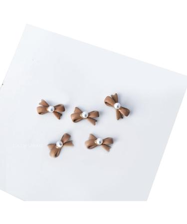 5Pcs Metal Nail Art Studs 3D Nail Art Metal Nail Art Jewelry Decorations Pearls Bows Nail Decoration Accessories Nail Rivets Gems Coffee color - Buy Online on SooperMarket.com
