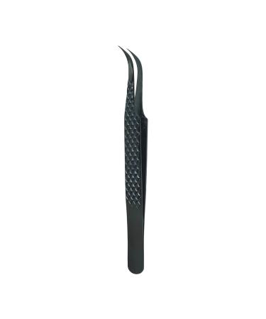 DASSEN Lashes Extension Tweezers Isolations tweezer Volume Lashes Tweezers Precision Slanted Straight Tip for Isolation Classic Lash Extensions Pointed Lash Tweezers for Eyelash Extensions (Black2-1)