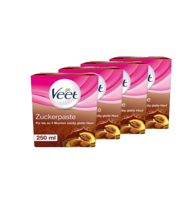 Veet Sugaring sugar paste with argan oil for hair removal for noticeably smooth skin for up to 4 weeks 4 x 250 ml