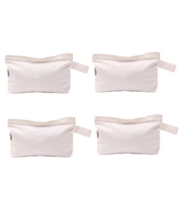 Augbunny 4 Pack Cotton Linen Multipurpose Bags with Zipper for Cosmetics White
