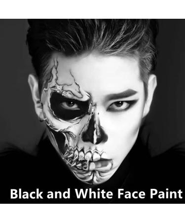 Go Ho Black and White Cream Face Body Paint (4 oz) - Water Based White Zombie Skeleton Clown Face Painting for Adults & Children - SFX Cosplay Makeup for Halloween, Day of the Dead & Festivals - Buy Online on SooperMarket.com