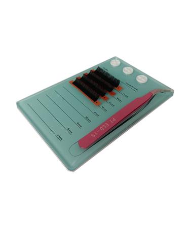 Eyelash Grafting Pallet with Acrylic Lash Tile Holder - 7-15mm Scale, Glue Cups, Storage Gasket Pads, Suction for Tweezers (Blue) - Buy Online on SooperMarket.com