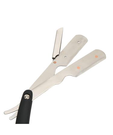 Professional Foldable Stainless Steel Beard Blade Holder | Durable Razor with Straight Edge for Precision Grooming - Buy Online on SooperMarket.com