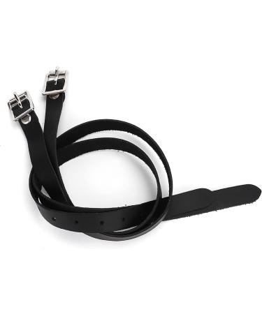 Horse Spur Straps - 19.7in Leather Stirrup Straps with Stainless Steel Buckle | For Children & Adults - Black | Horse Tool Accessories - Buy Online on SooperMarket.com