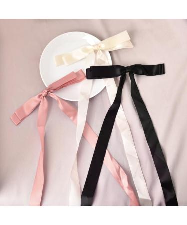 Hair Ribbon Bow Clip for Women Tassel Ribbon Bowknot Hair Clips With Long Tail Hair Bow for Girls Hair Bow Ties Long Silk Ribbon for Hair Barettes Accessories for Wedding Party Decoration - Buy Online on SooperMarket.com
