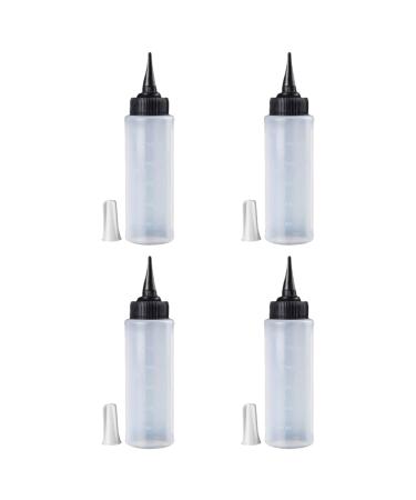 ChogHHzhee 4 Pcs 150ml Plastic Squeeze Bottles Salon Hair Color Measuring Applicator Bottle Scale Hairdressing Tool for Salon Home Barber