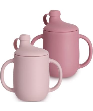 Dandat 2 Pcs Silicone Sippy Cups for Baby 6 Months+ Soft Training Cups for Babies Spill Proof Toddler Cups with Double Handles and Spout Lid Easy Grip  5 oz