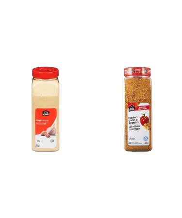 Club House Quality Natural Herbs and Spices Garlic Powder 525g & Roasted Garlic and Red Pepper One Step Seasoning 660g - Imported From Canada