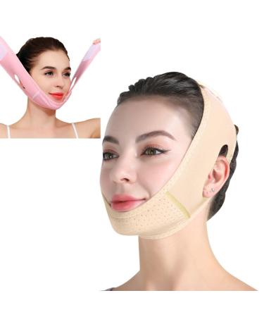 Doppelkinn reducer facial slimming belt neck lifting support and compression mask V-line facelifting tape belt with adjustable locking band double chin reducer nude