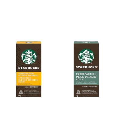 Starbucks by Nespresso Blonde Espresso Roast Nespresso Coffee Capsules Original Line Compatible 10 Nespresso Coffee Pods & By Nespresso Pike Place 10 Nespresso Coffee Pods