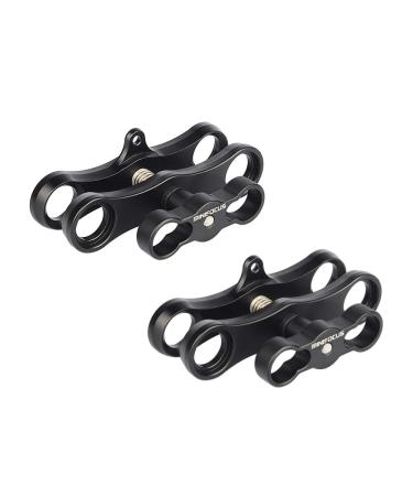 MINIFOCUS 1" Long Ball Clamp Dual Holder Mount for Underwater Photography Diving Light System, Compatible for GoPro Action Camera Flashlight Arms System(2 PCS)