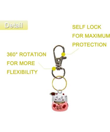 6 Pack Lucky Cat Collar Bells for Potty Training - White, Red, Yellow - Includes Free Clips & Key Rings - Buy Online on SooperMarket.com