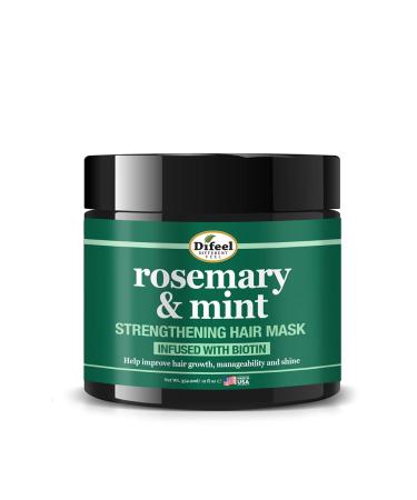 Difeel Rosemary and Mint Strengthening Hair Mask with Biotin 12 oz. - Strengthening Hair Mask made with Natural Rosemary Oil for Hair Growth