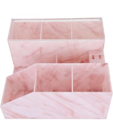 Acrylic Eyelash Beauty Organizer with Tweezers Holder | Marble Pink Display Boxes for Home and Salon - Buy Online on SooperMarket.com