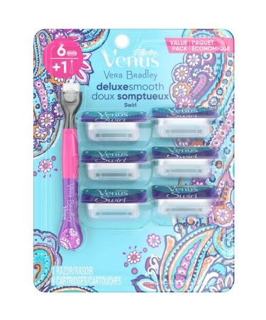 Gillette Venus Deluxe Smooth Swirl Womens Razor Blade Refills Moisture Ribbon to Protect Against Irritation 6 Count (Pack of 1) 1 count (Pack of 1)