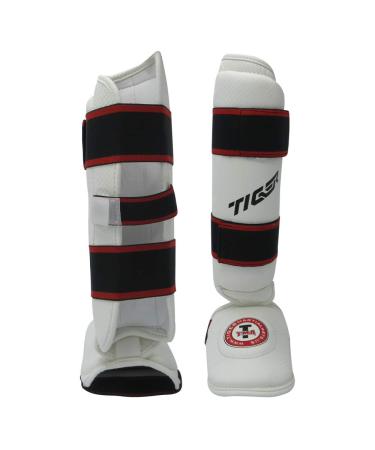 Kids Taekwondo Shin Instep Protector Leg Foot Sparring Gear Guard (XS) White X-Small