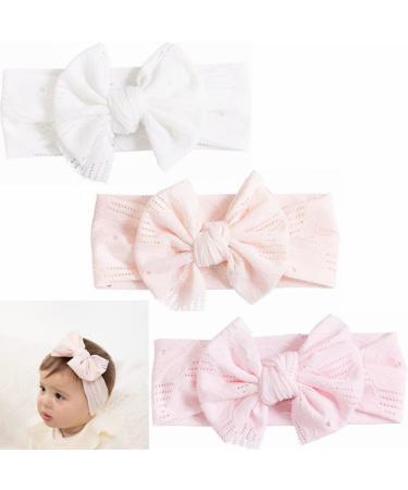 Kiw. Wednesday Baby girl 3 pieces baby front bands baby girl nylon stirring tapes pink kids turban hair band grinding hair jewelry bowknot elastic hair straps for newborn toddlers