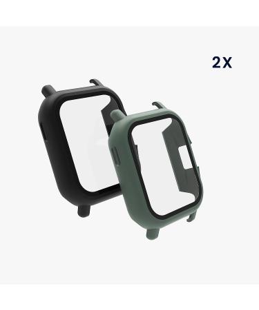 kwmobile 2-Pack Black/Green Cover for Huami Amazfit GTS 2 - Tempered Glass with Plastic Frame - Buy Online on SooperMarket.com