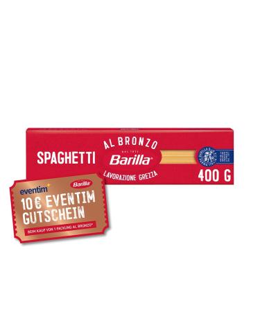 Barilla pasta al bronzo spaghetti shaped with bronze matrices for intensive roughness 100% high-quality durum wheat 400g long pasta 400 g (1 Pack) Spaghetti