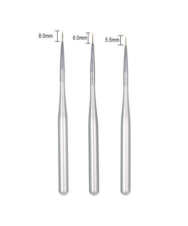 Professional Acrylic Nail Art Brush Set - 3/Pcs Nail Painting Brushes for UV Gel Builder & Nail Design - Buy Online on SooperMarket.com