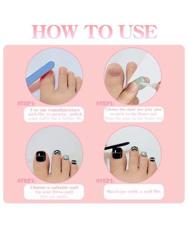 Silver Glitter Butterfly Sequins Toe Nail Press Ons - 24PCS Short Square Fake Toenails for Women | Summer Manicure Glossy Design - Style 13 - Buy Online on SooperMarket.com