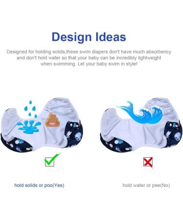 Vicloon Reusable Baby Swimming Diapers - Adjustable & Washable 2-Pack (0-3 Years) - Blue Universe/White Robot - Buy Online on SooperMarket.com