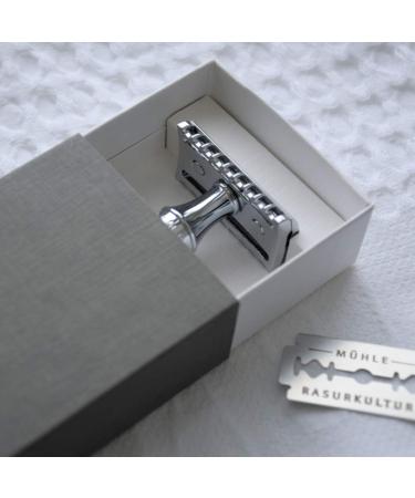 MHLE TRADITIONAL R41 Double Edge Safety Razor - Premium Barbershop Quality for Smooth Shave Chrome Finish - Buy Online on SooperMarket.com