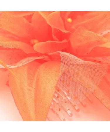 Arranview Jewellery Orange flower fascinator comb with feather tendrils Orange One Size - Buy Online on SooperMarket.com