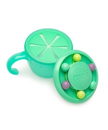 melii Abacus snack container for children toddlers and babies with removable food trap mint green