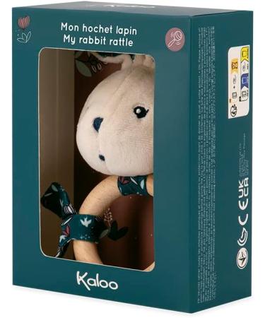 Kaloo KDoux Baby Bite Ring - FSC Wood Plush Rabbit with Bell - Sensory Development Toy for Infants - Nature Motif - K216000 White - Buy Online on SooperMarket.com