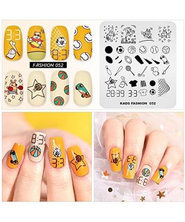 Nail Stamping Plate Fashion Sport Football Soccer Baseball Hockey Theme Multi-Pattern Stamp Print Image Stamp Template Nail Art for Nail Design 5# - Buy Online on SooperMarket.com